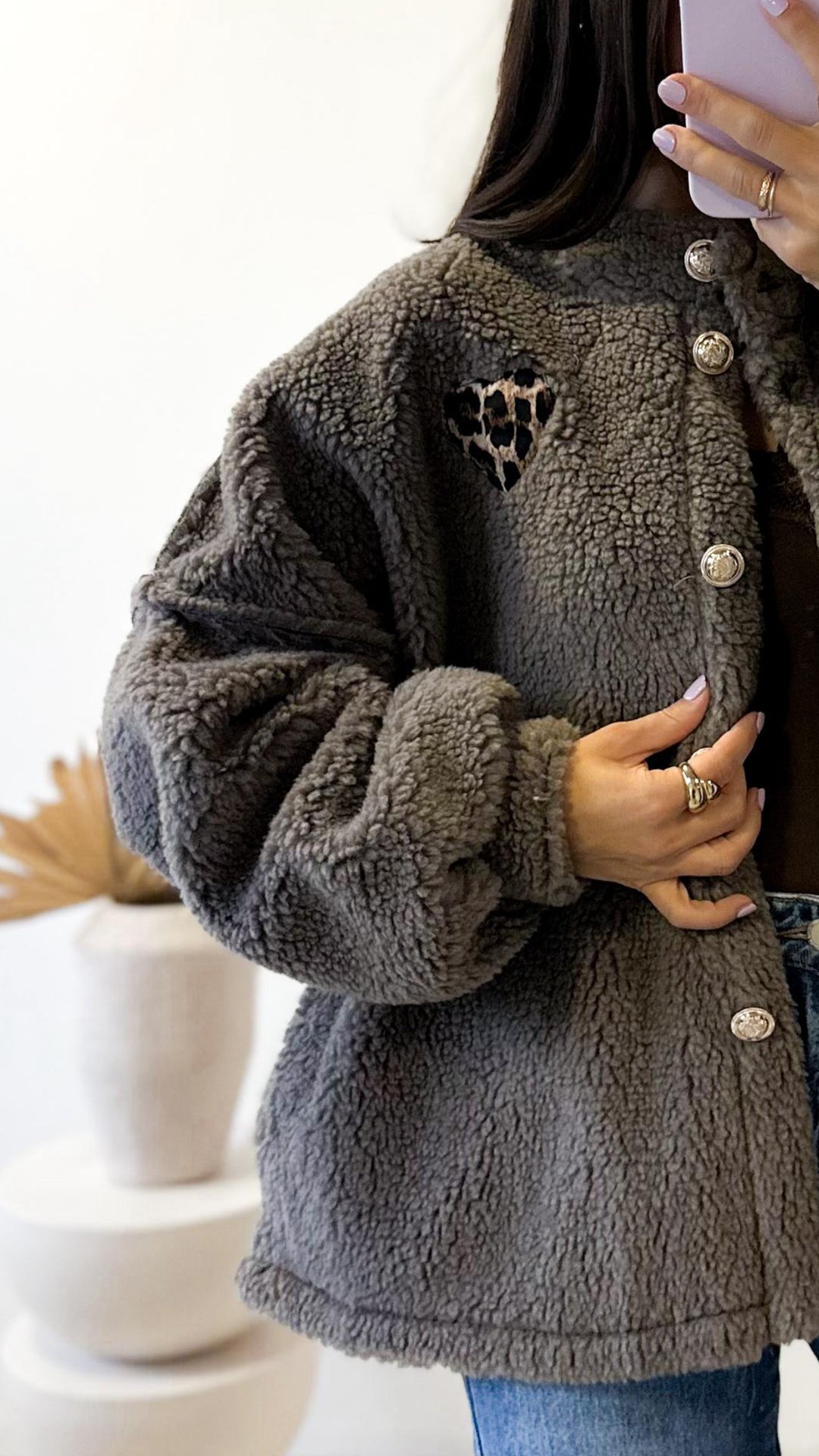 TEDDY Jacke mit golden Knöpfen, Leo Herz / taupe Art. 12643