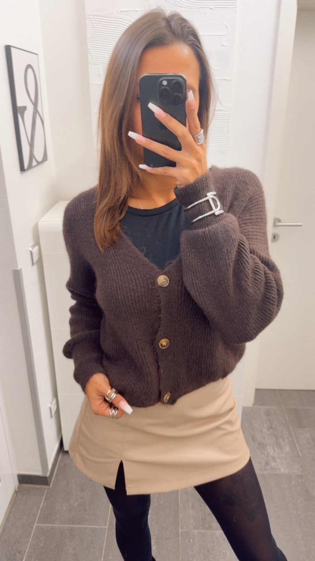 softer und leichter Strick Cardigan, Knöpfe / schoko braun Art. 12685