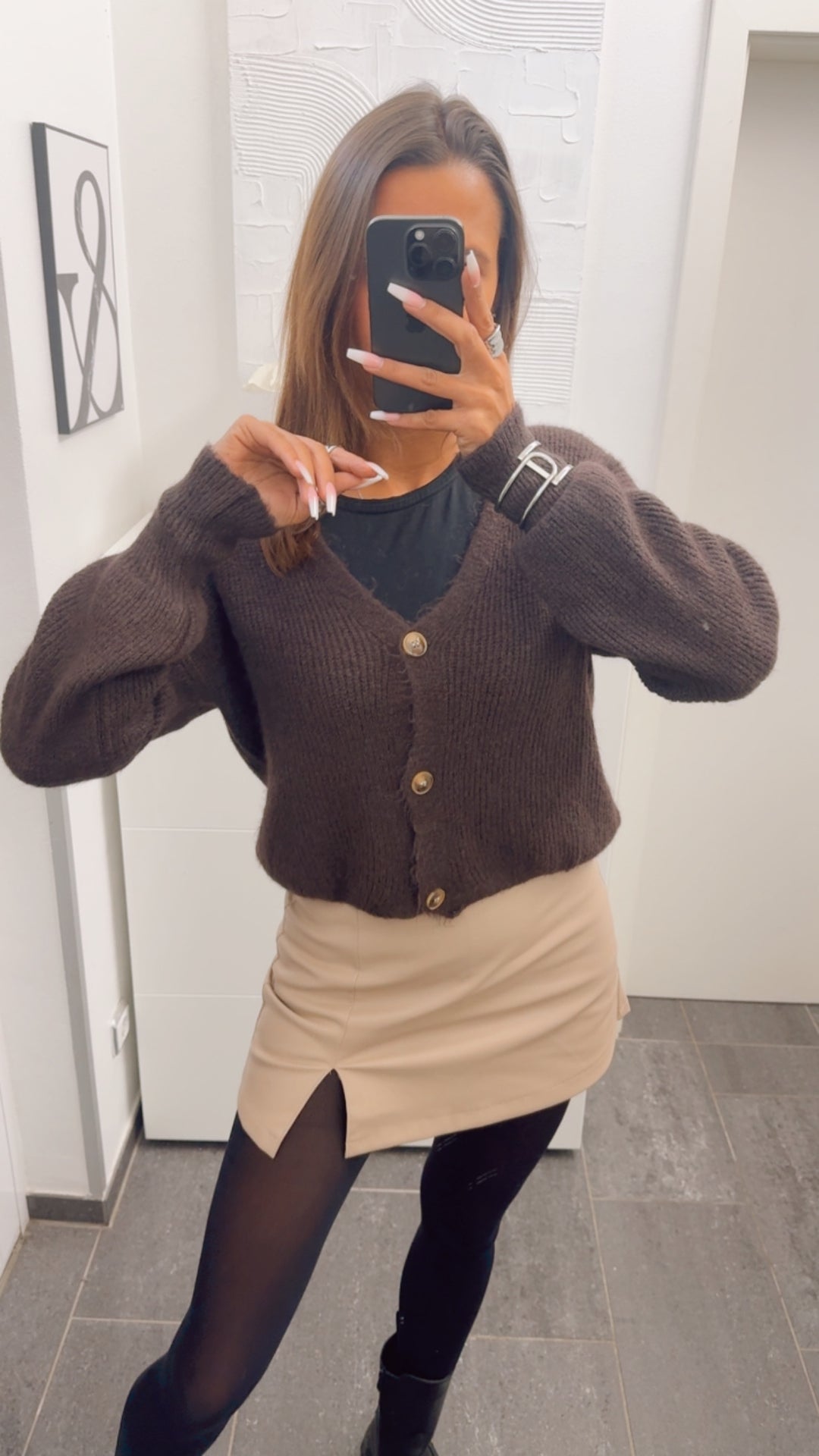 softer und leichter Strick Cardigan, Knöpfe / schoko braun Art. 12685