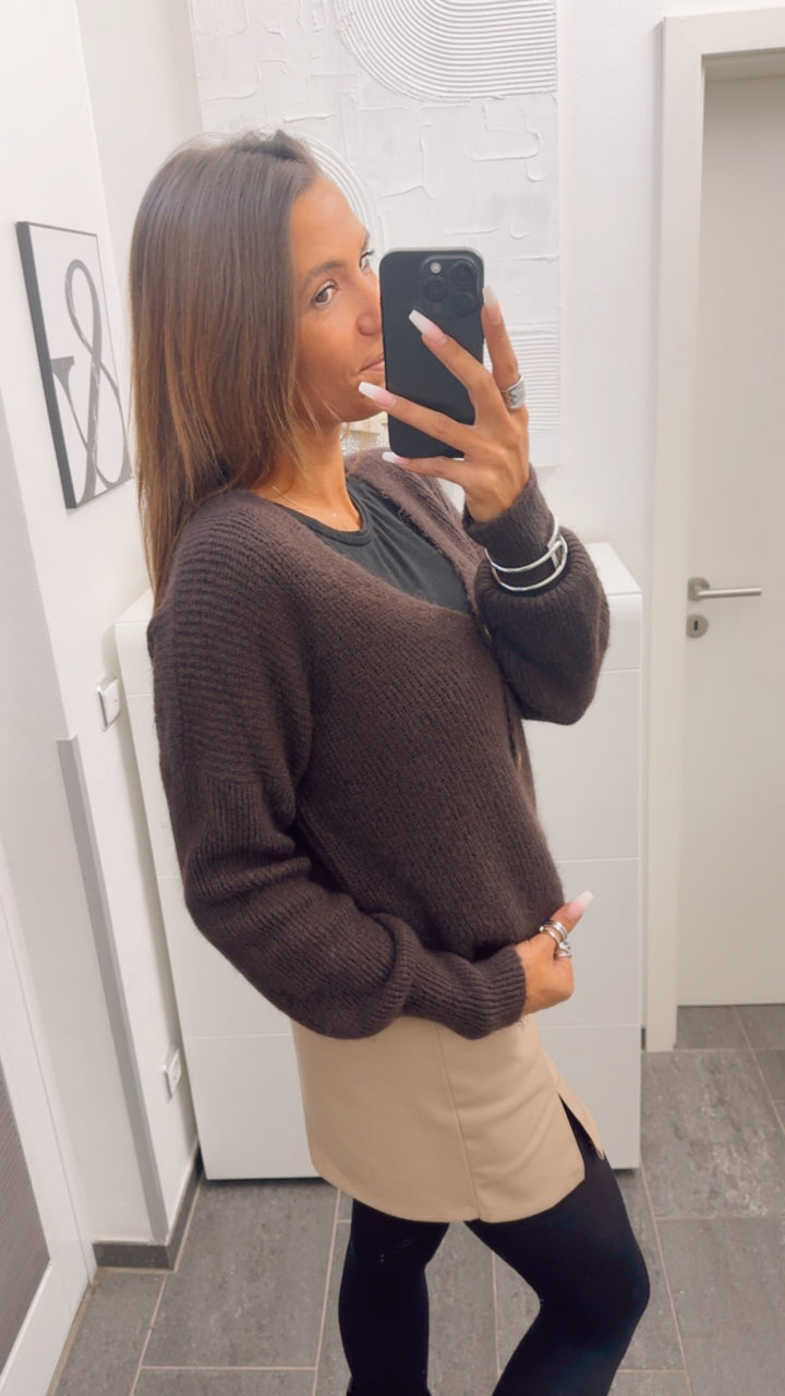 softer und leichter Strick Cardigan, Knöpfe / schoko braun Art. 12685
