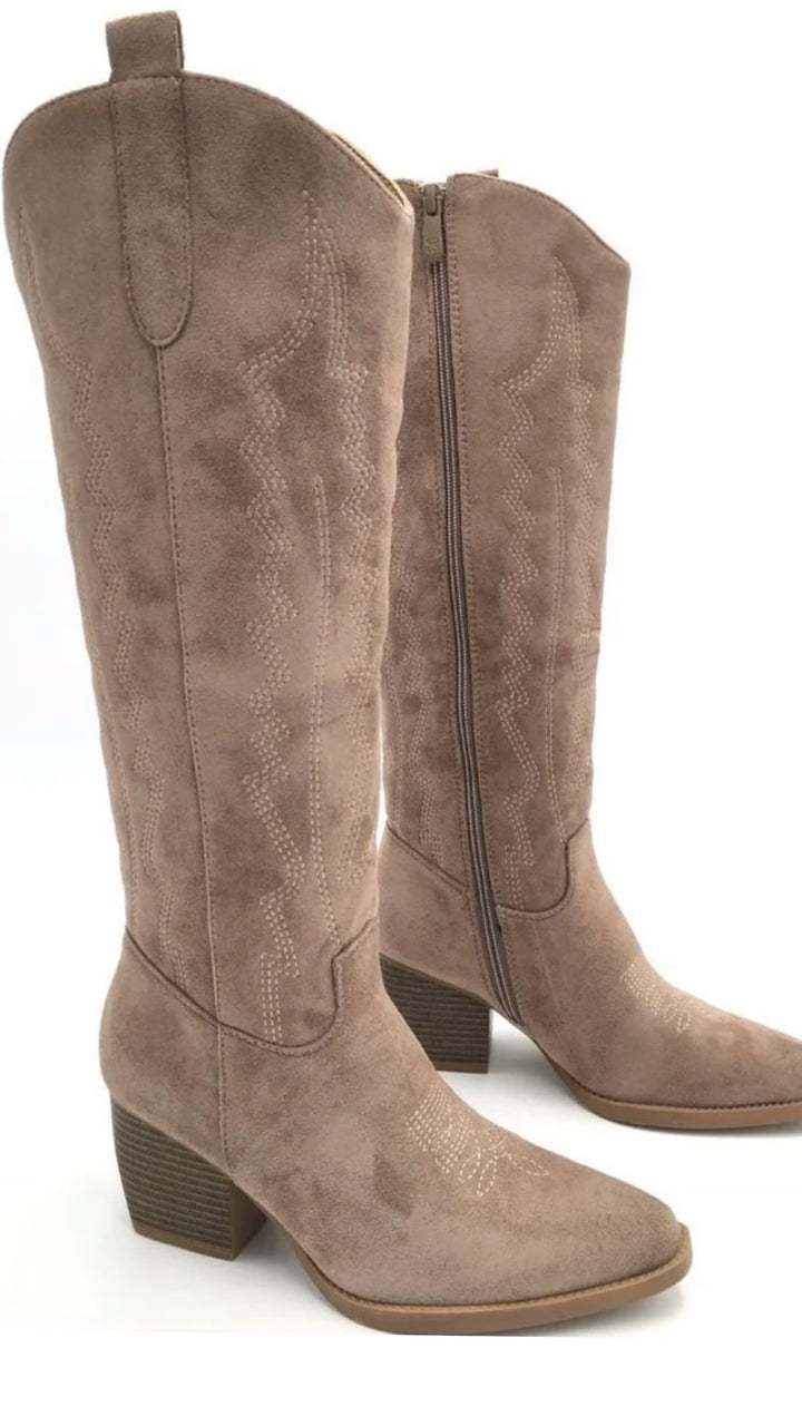 Cowboy Stiefel lang " T272 " / dunkles taupe Art. 10074