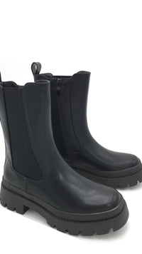 Lederimitat Glattleder Boots " A-796" / schwarz Art. 12299