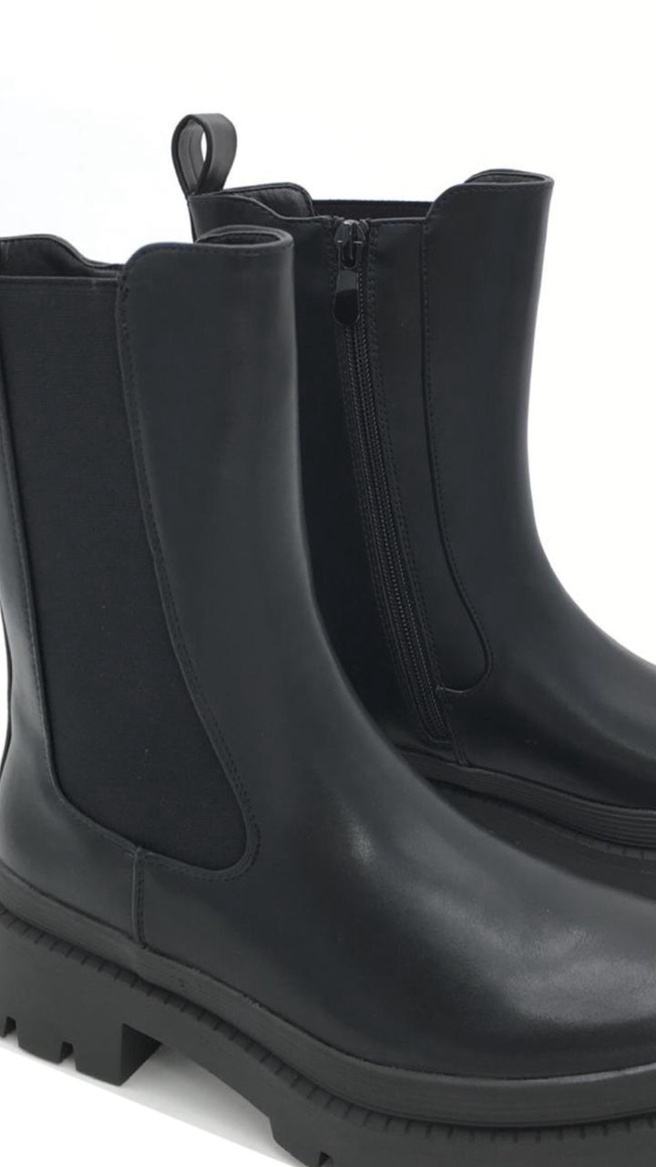 Lederimitat Glattleder Boots " A-796" / schwarz Art. 12299