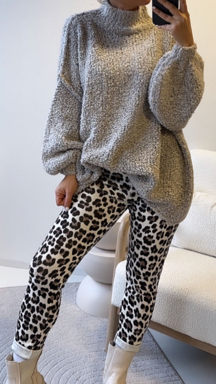 dickere Leo Leggings / hell beige  - braun - schwarz Art. 7579