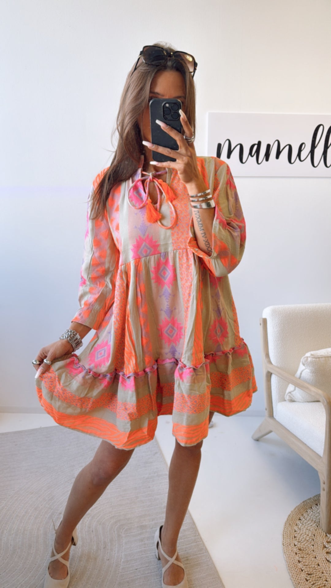 PREMIUM Summer Vibe Tunika / soft khaki - orange - pink - lila Art. 9335