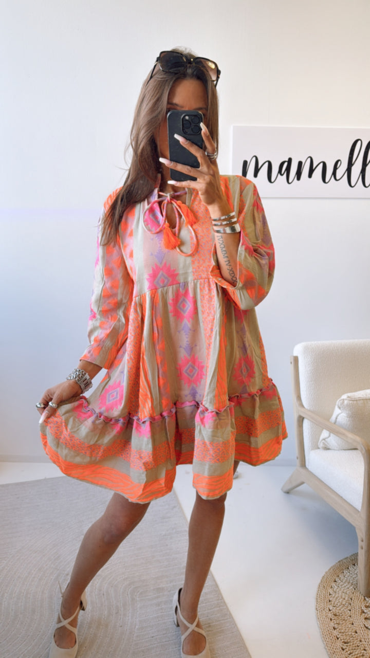 PREMIUM Summer Vibe Tunika / soft khaki - orange - pink - lila Art. 9335