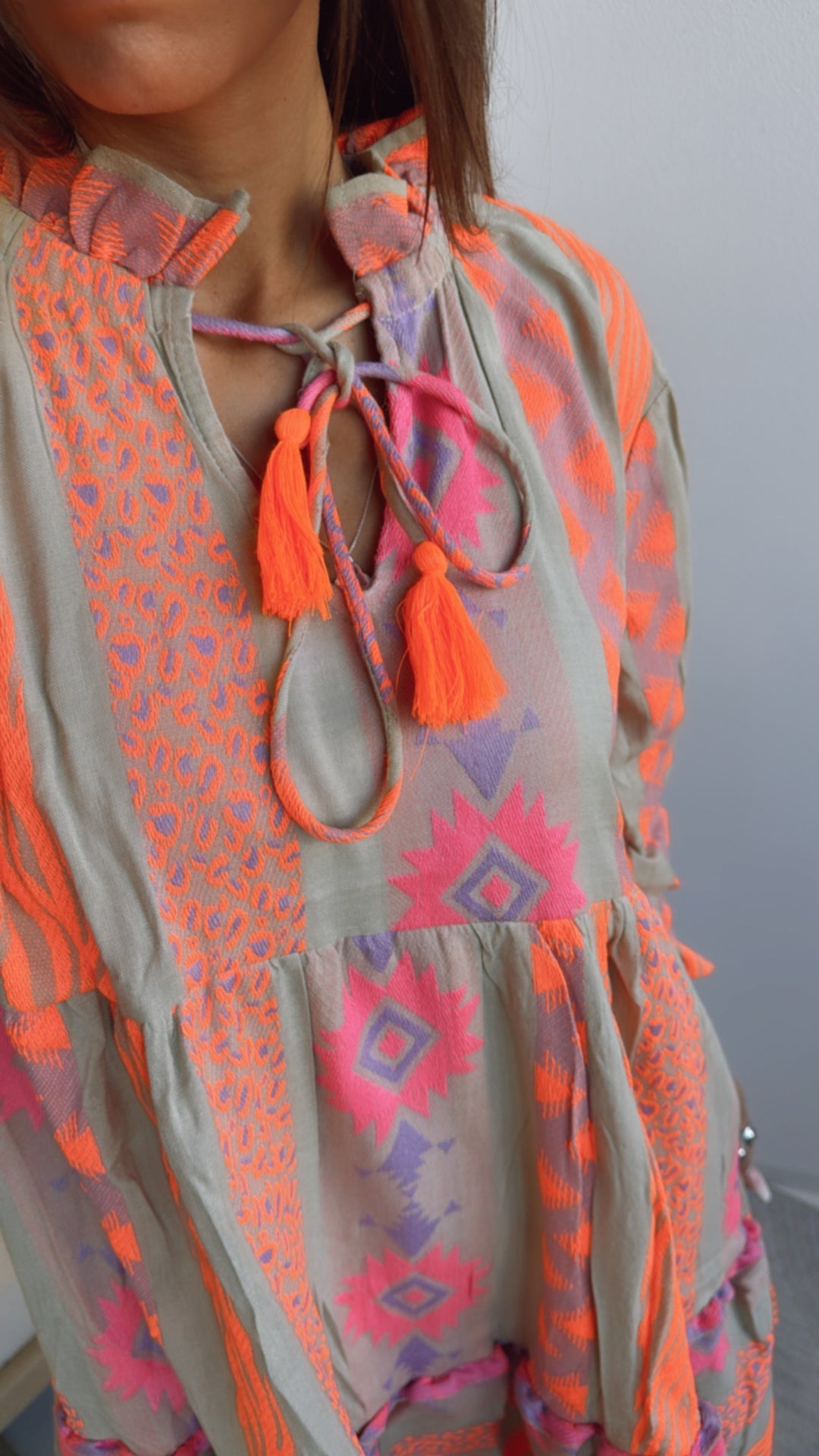 PREMIUM Summer Vibe Tunika / soft khaki - orange - pink - lila Art. 9335
