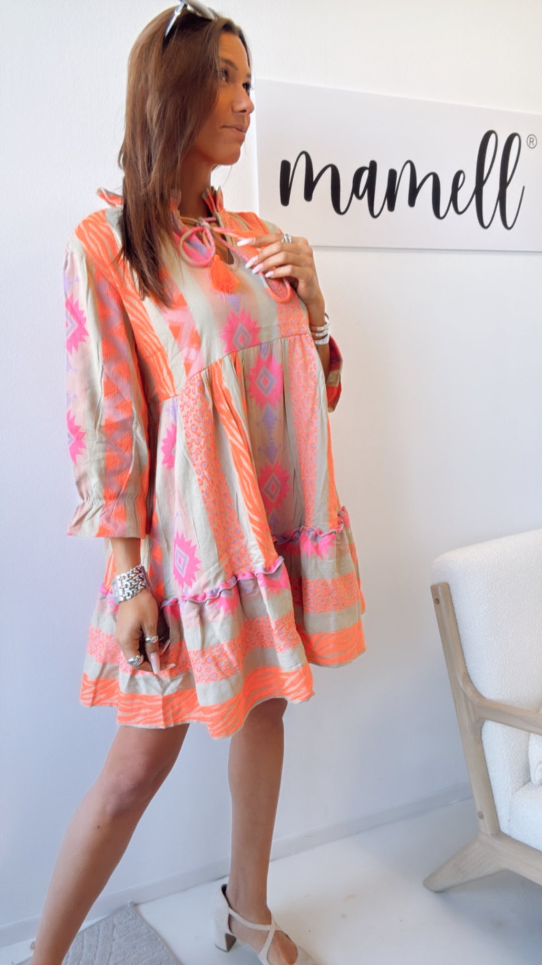 PREMIUM Summer Vibe Tunika / soft khaki - orange - pink - lila Art. 9335