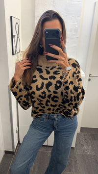 Wollfreier Leo Strick Pullover / caramel - schwarz Art.16548
