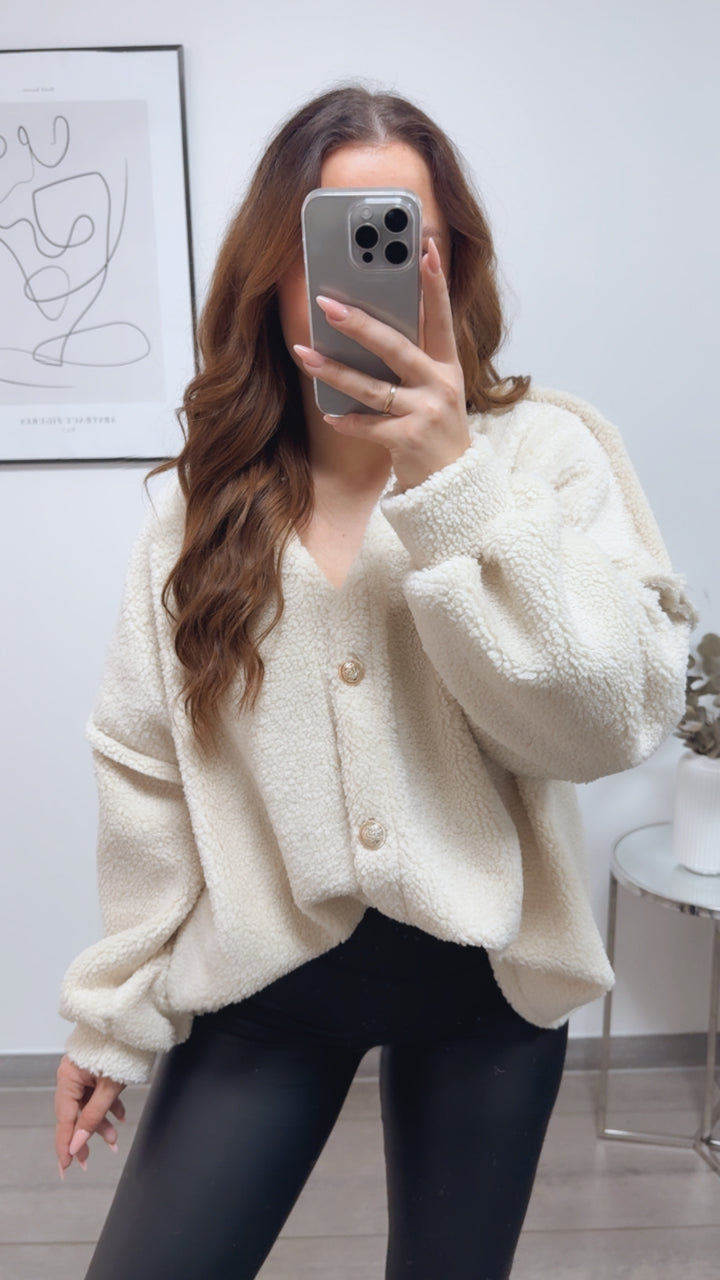 TEDDY Jacke mit gold - silbernen Knöpfen, Leo Herz / Creme Art. 13115