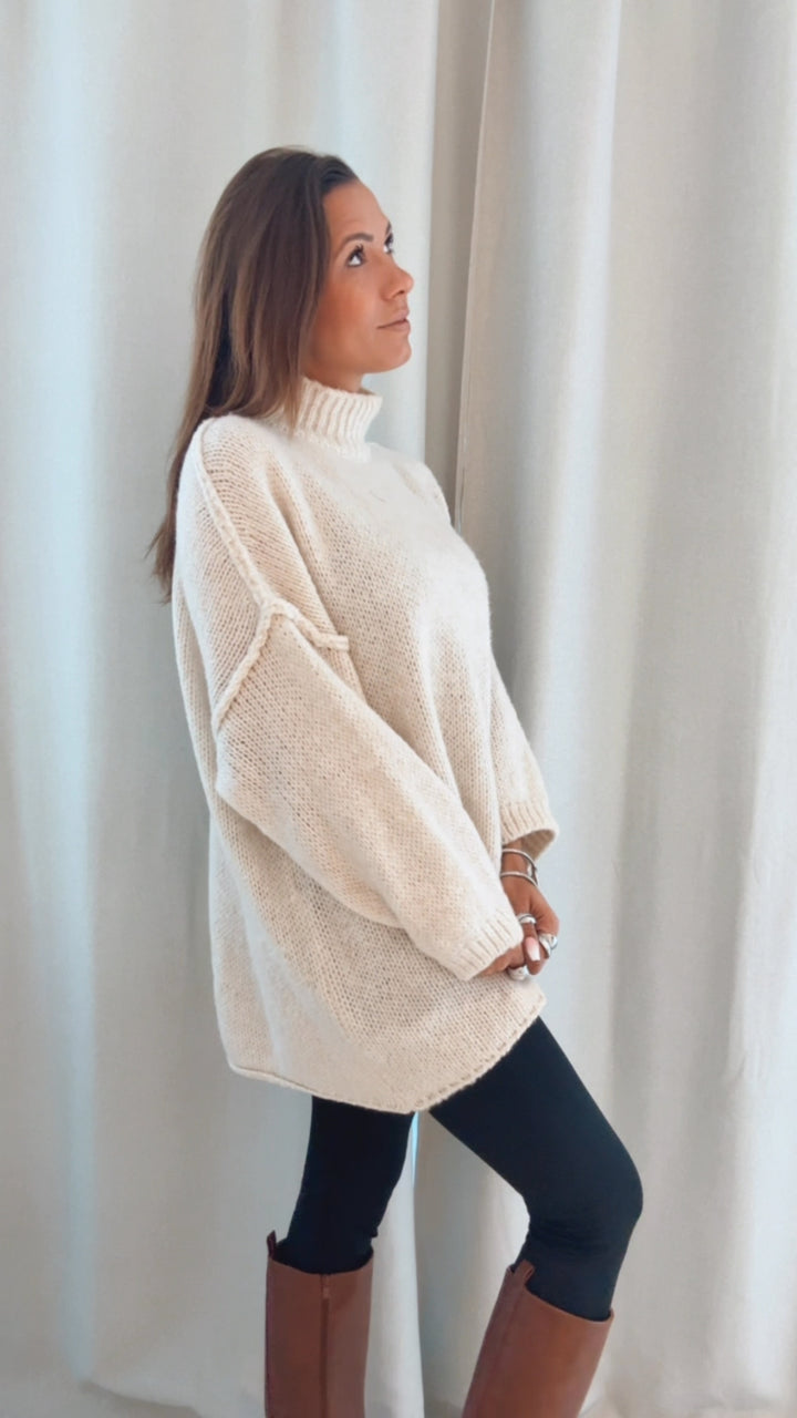 wollfreier Oversize Pullover / creme Art. 12899
