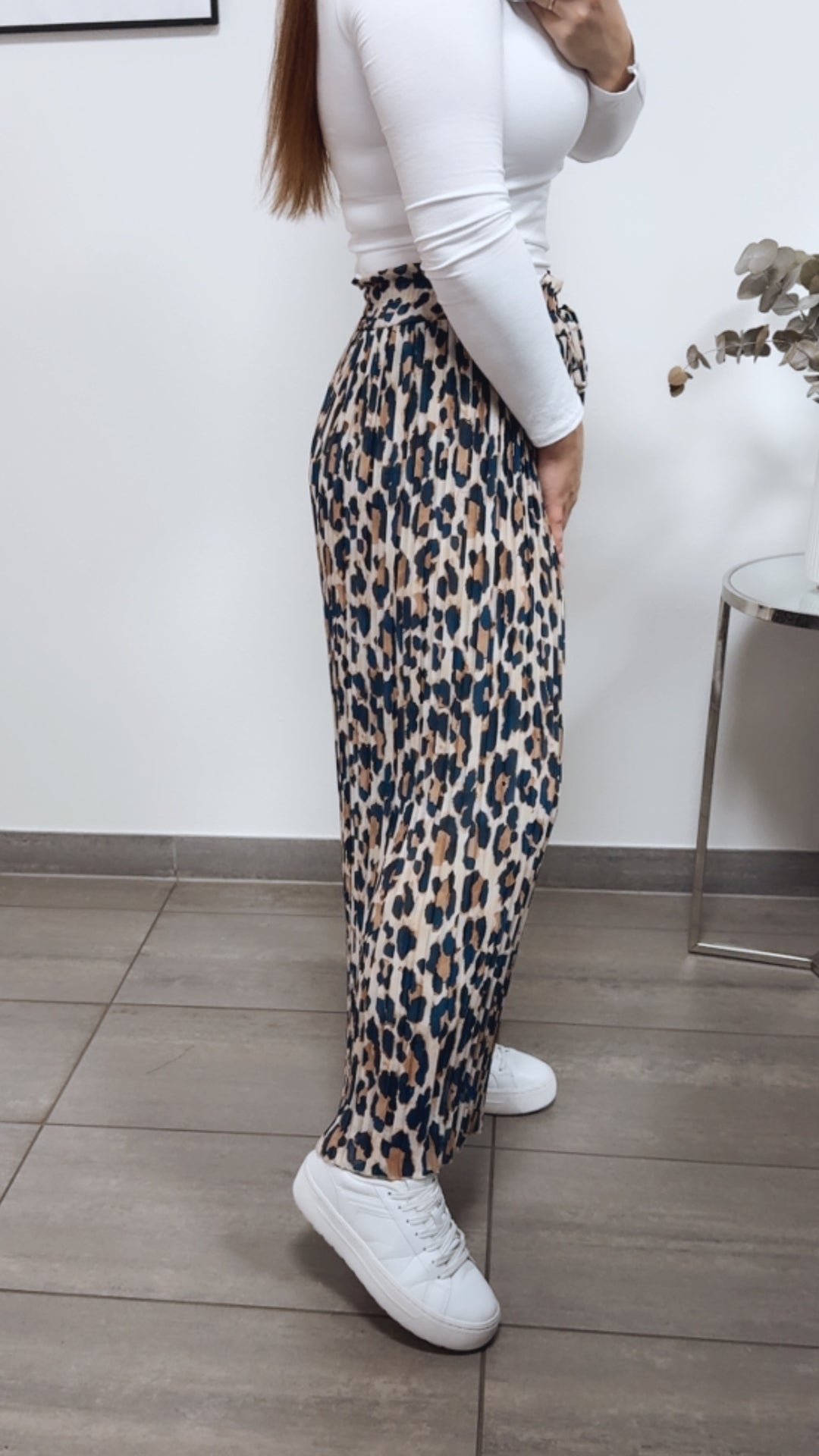 LEO Plissee Hose / blau - creme - camel Art. 13174