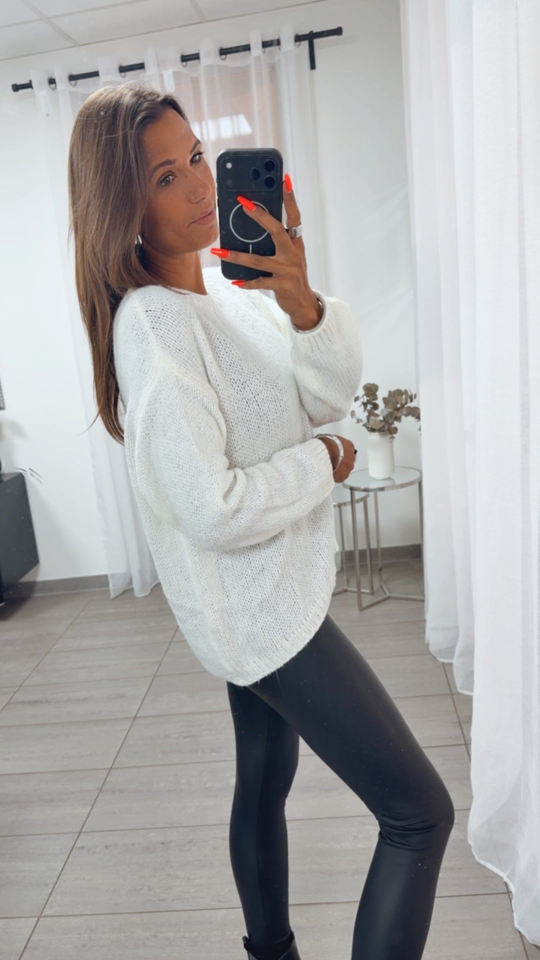Strick Pullover mit Rundhalsausschnitt / wollweiss Art. 16157