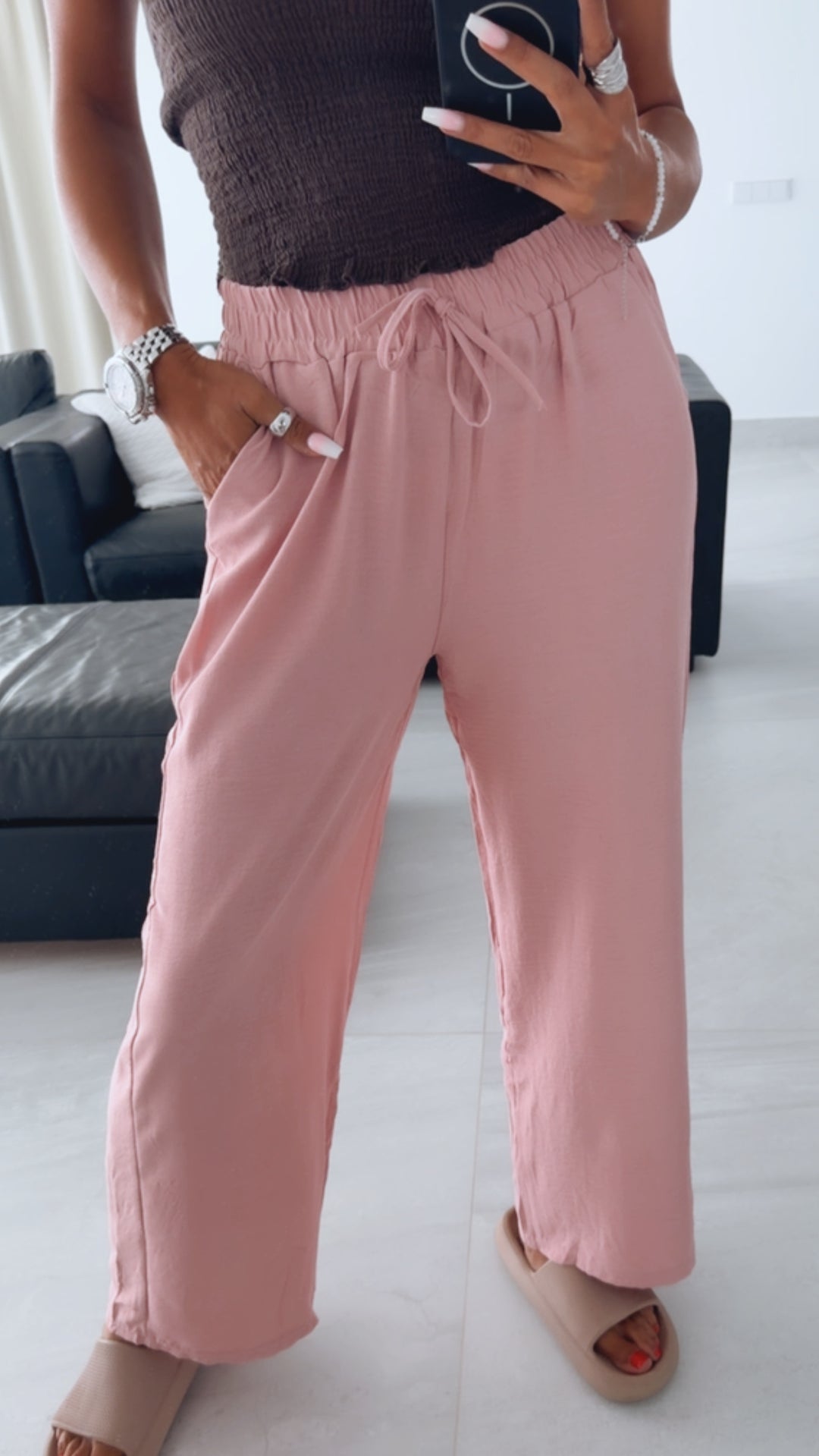 lockere Hose mit elastischen Bund / rosa Art. 15899