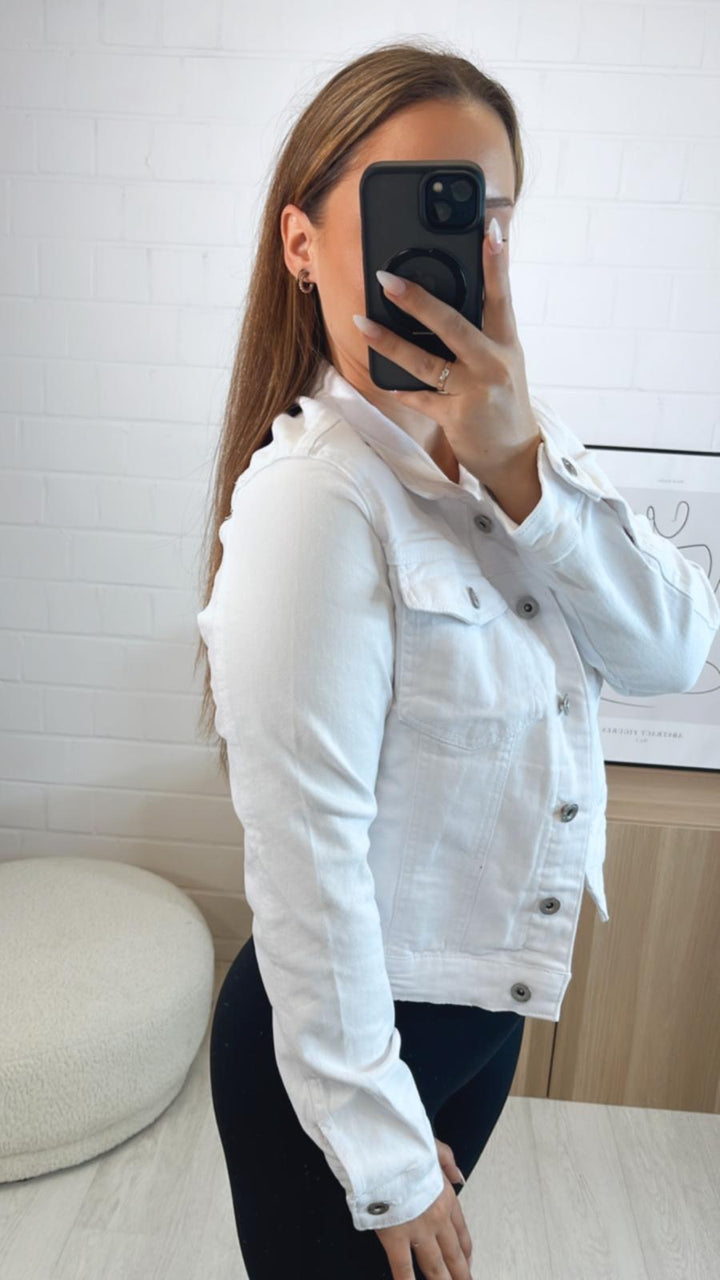 schlichte Denim Jacke / weiss Art. 9714
