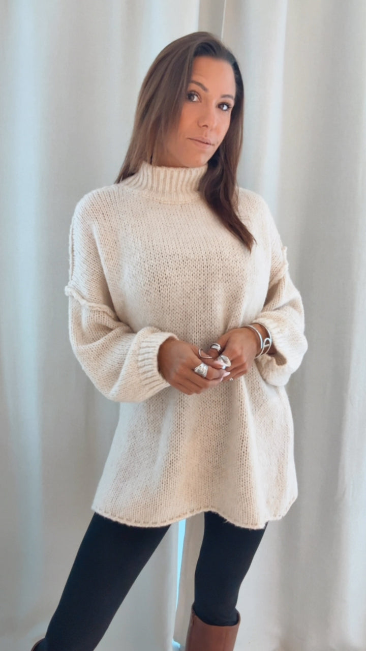 wollfreier Oversize Pullover / creme Art. 12899