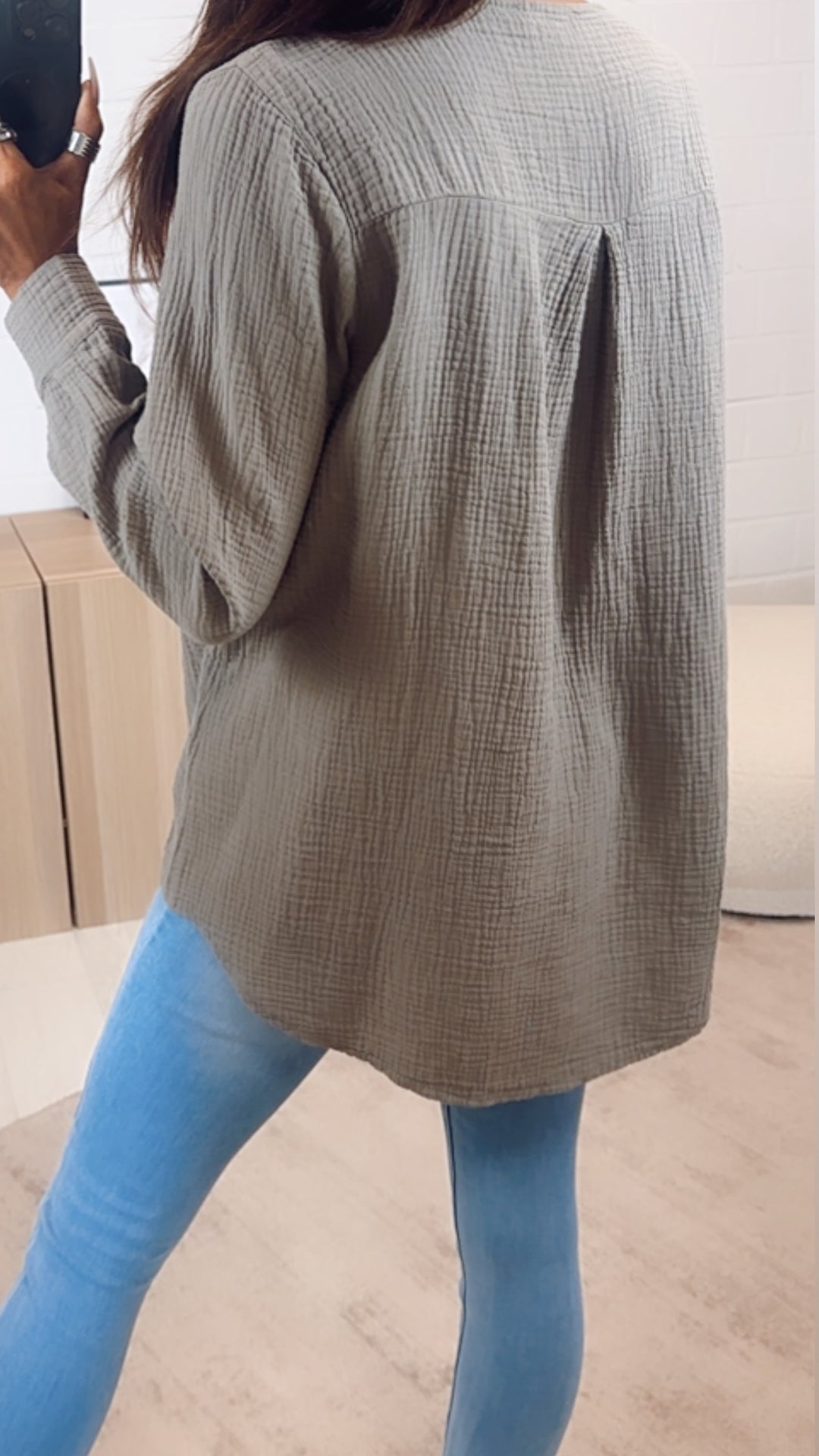 Musselin Bluse ohne Knöpfe / schlamm Art. 6863