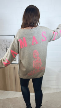 Strick Pullover "Namaste" / beige - pink Art. 12586