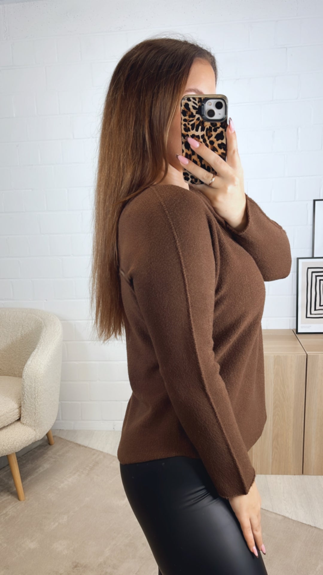 RUNDAUSSCHNITT Leichter, super weicher Pullover / schoko braun Art. 12992