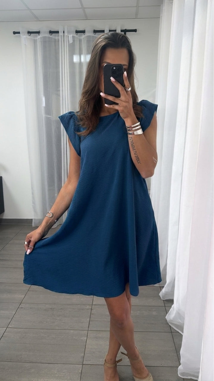 schlichtes Hängerchen / Kleid mit kurzen Ärmeln / dunkel blau  Art. 6291