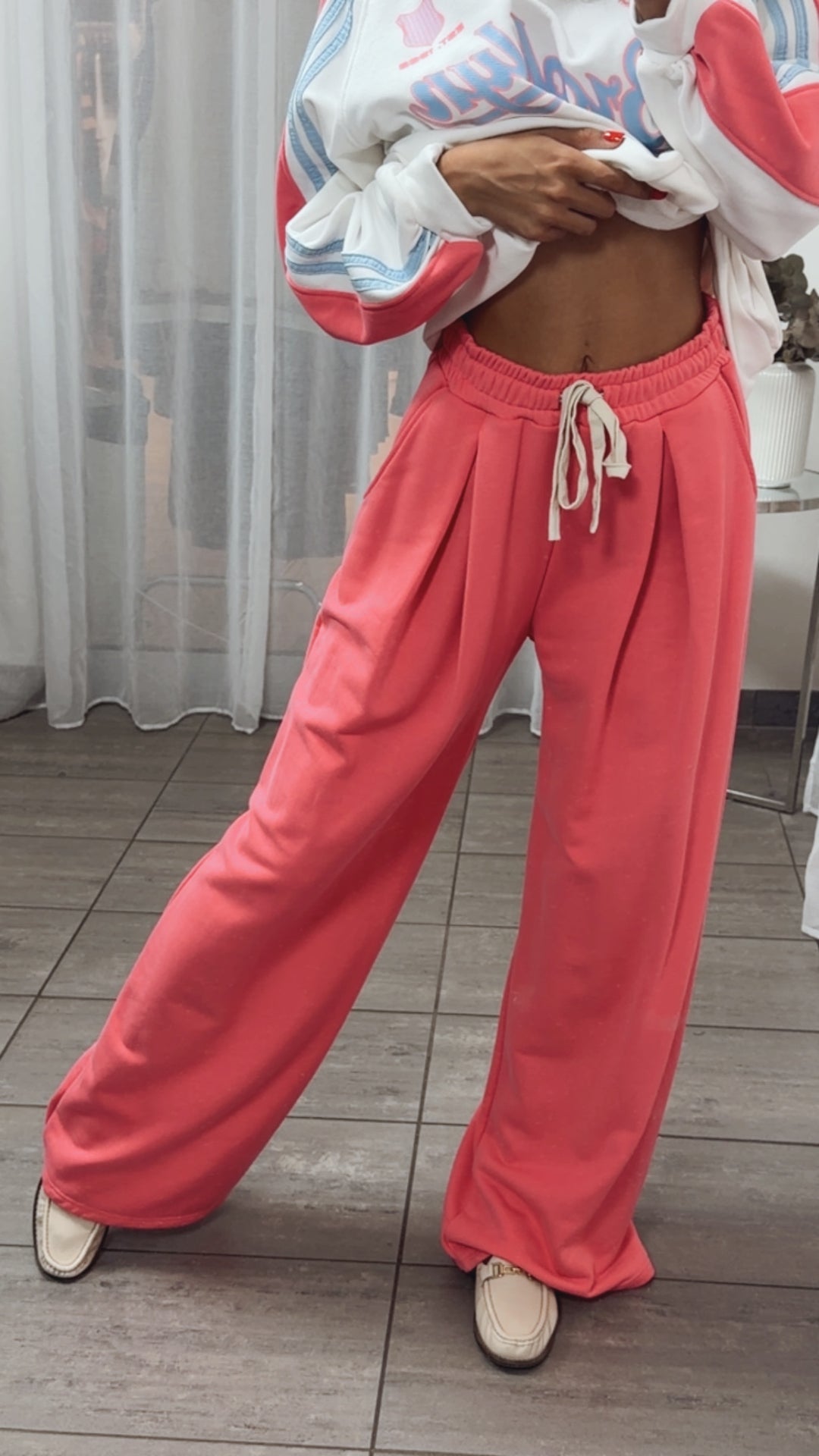 Lounge Set / weiß - pink - hell blau Art.15609