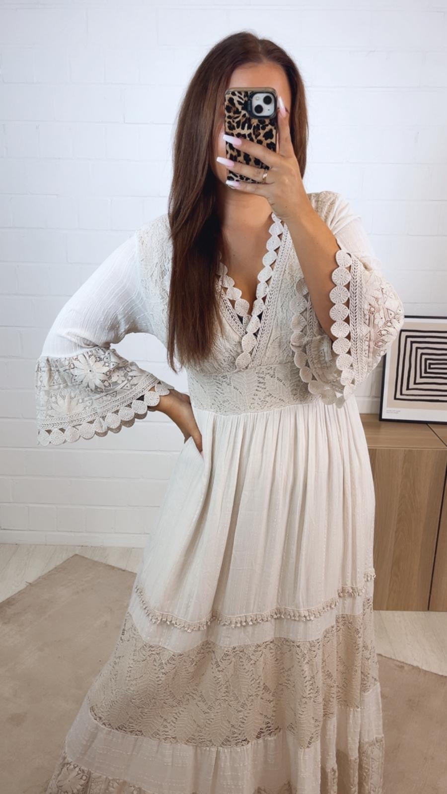 Maxi Boho - Style Kleid / beige Art. 4760