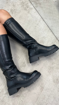 Lederimitat Stiefel " D-73D " / schwarz Art. 12371