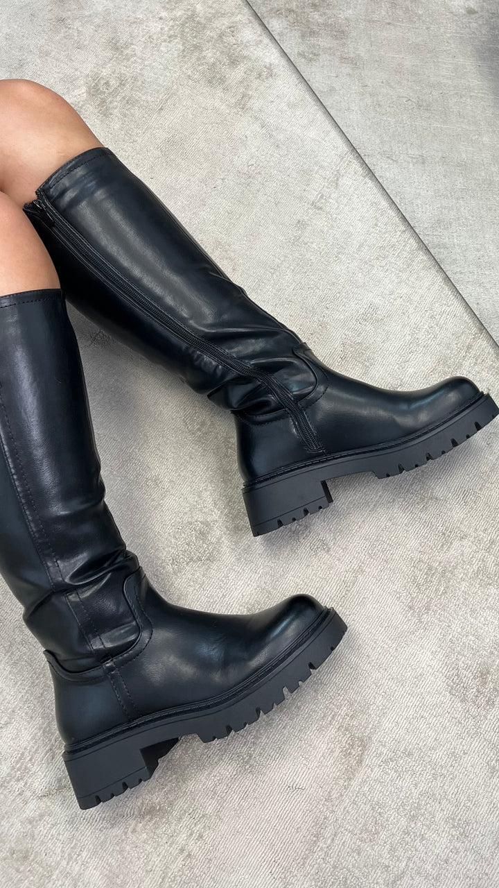 Lederimitat Stiefel " D-73D " / schwarz Art. 12371