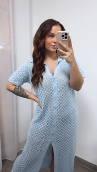 HOLIDAY (Maxi-) Kleid mit durchgehender Knopfleiste / hell blau Art. 14377