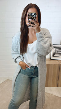 Langer Kuschel Cardigan / hell grau Art. 12283