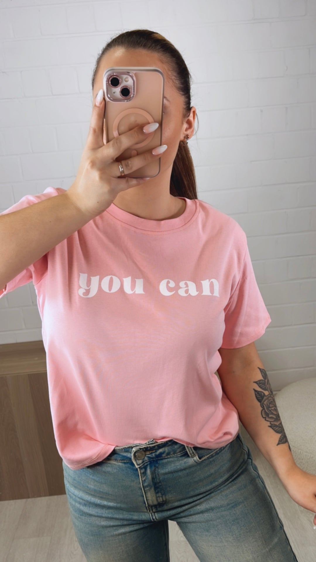 T-shirt " You Can " / soft pink Art. 9893