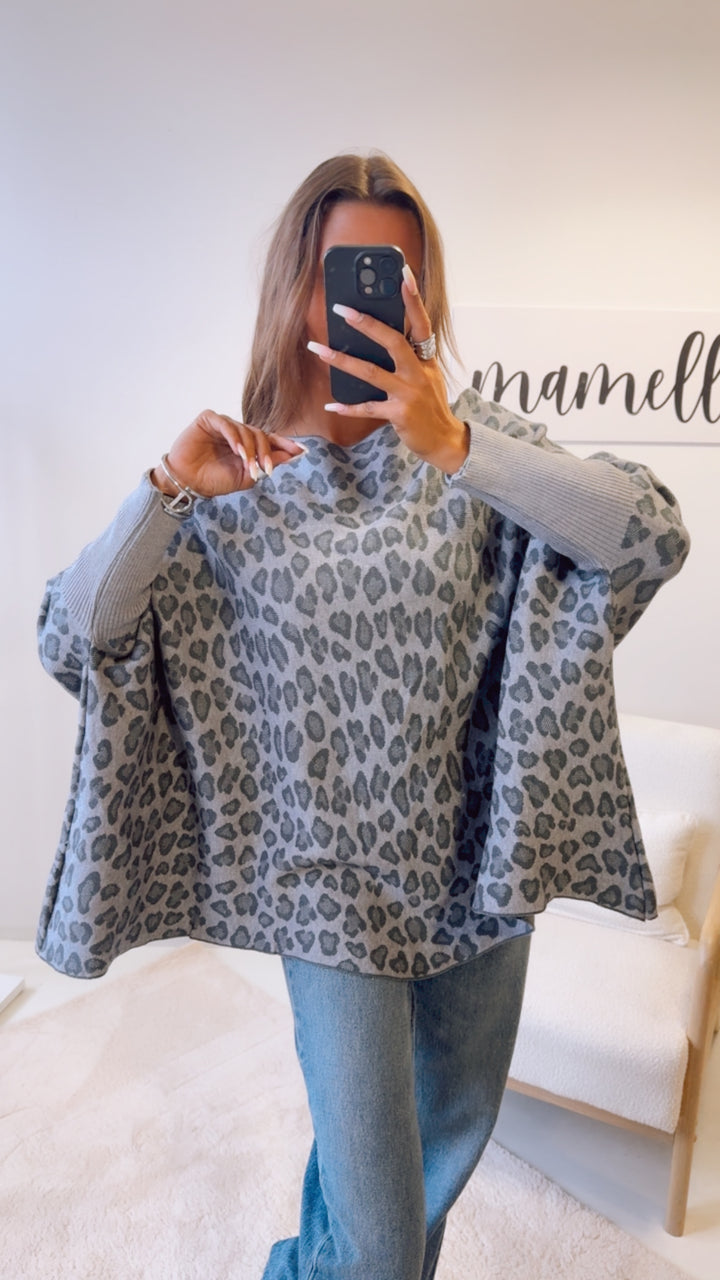 LEO ultra weicher Pullover mit Fledermausärmeln / grau Töne Art. 12576