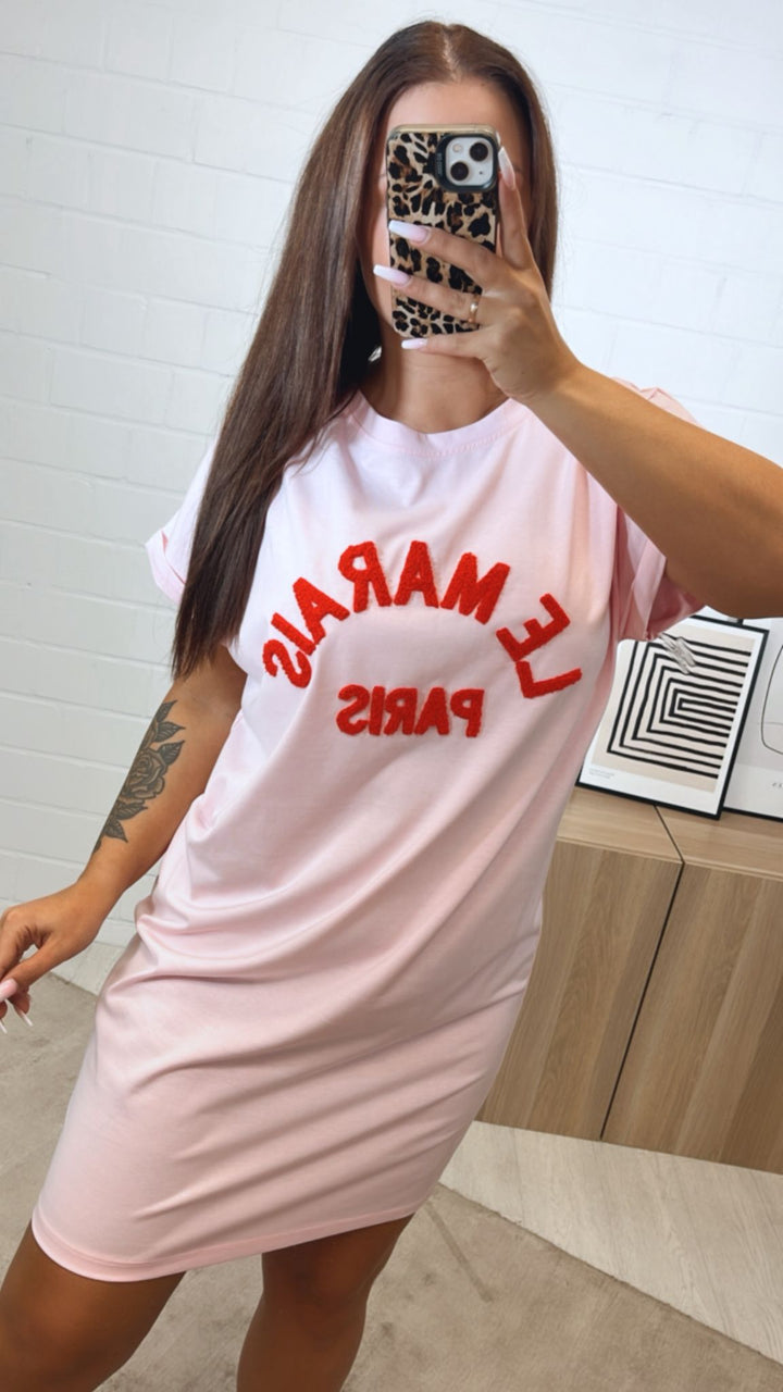 T-shirt Kleid " Le Marais " / soft pink - rot Art. 10505