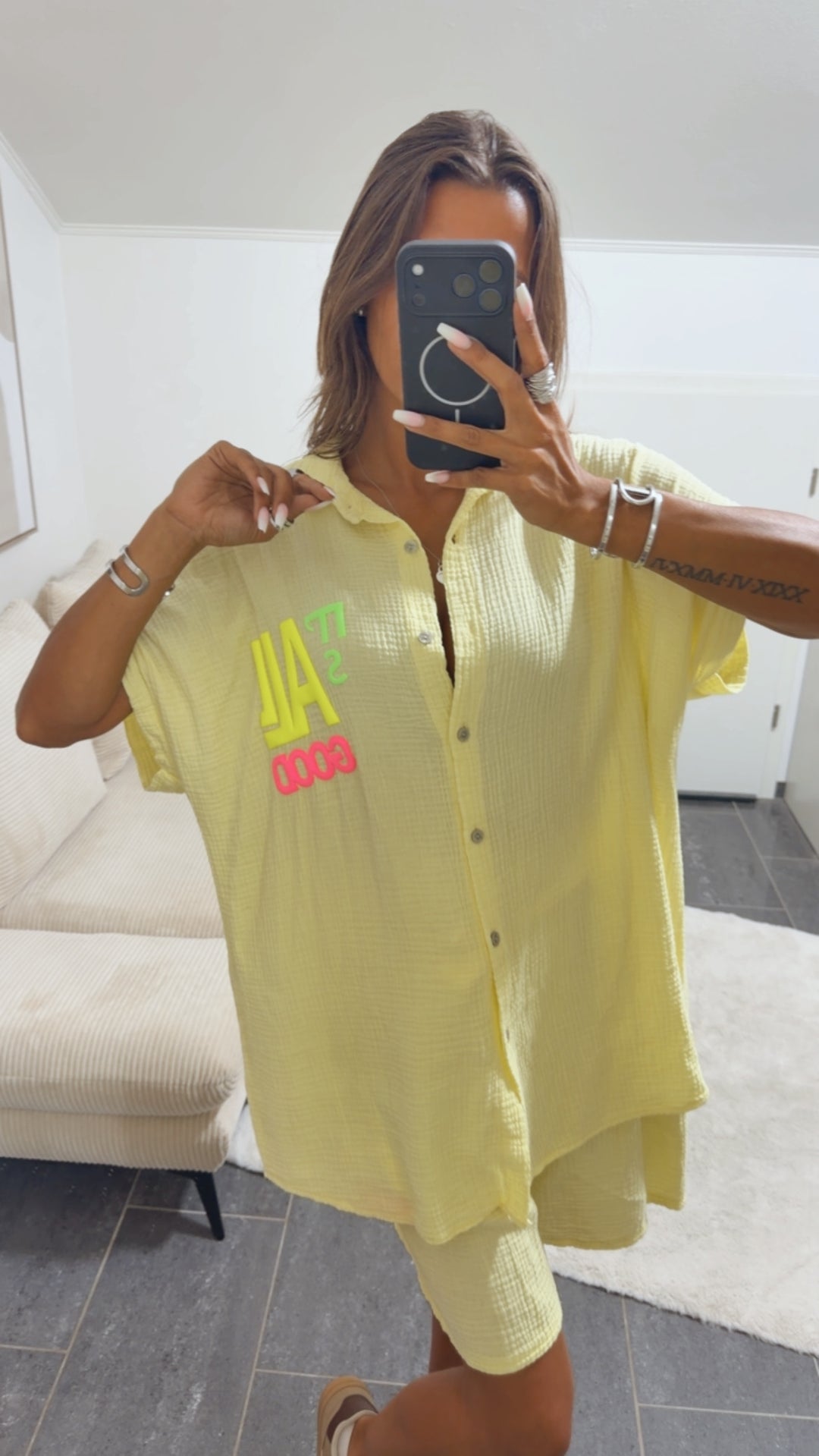 MUSSELIN Kurzarm Bluse " It´s all good " / soft gelb Art. 15766