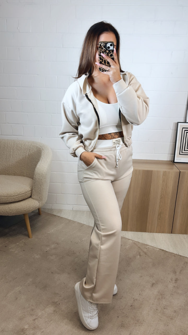 dreiteiliges Set aus Hose, Jacke und Bustier Top " Your outfit can be " / creme beige Art. 12740