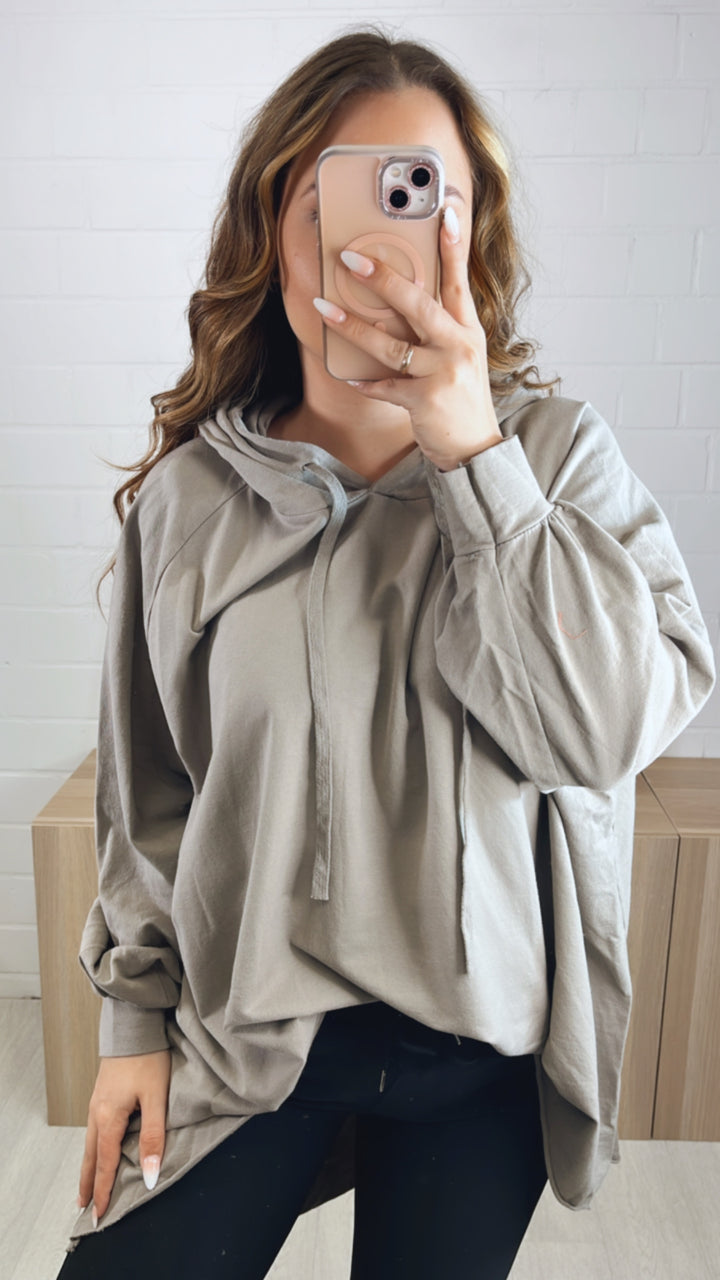 Vokuhila Hoodie / taupe Art. 9960