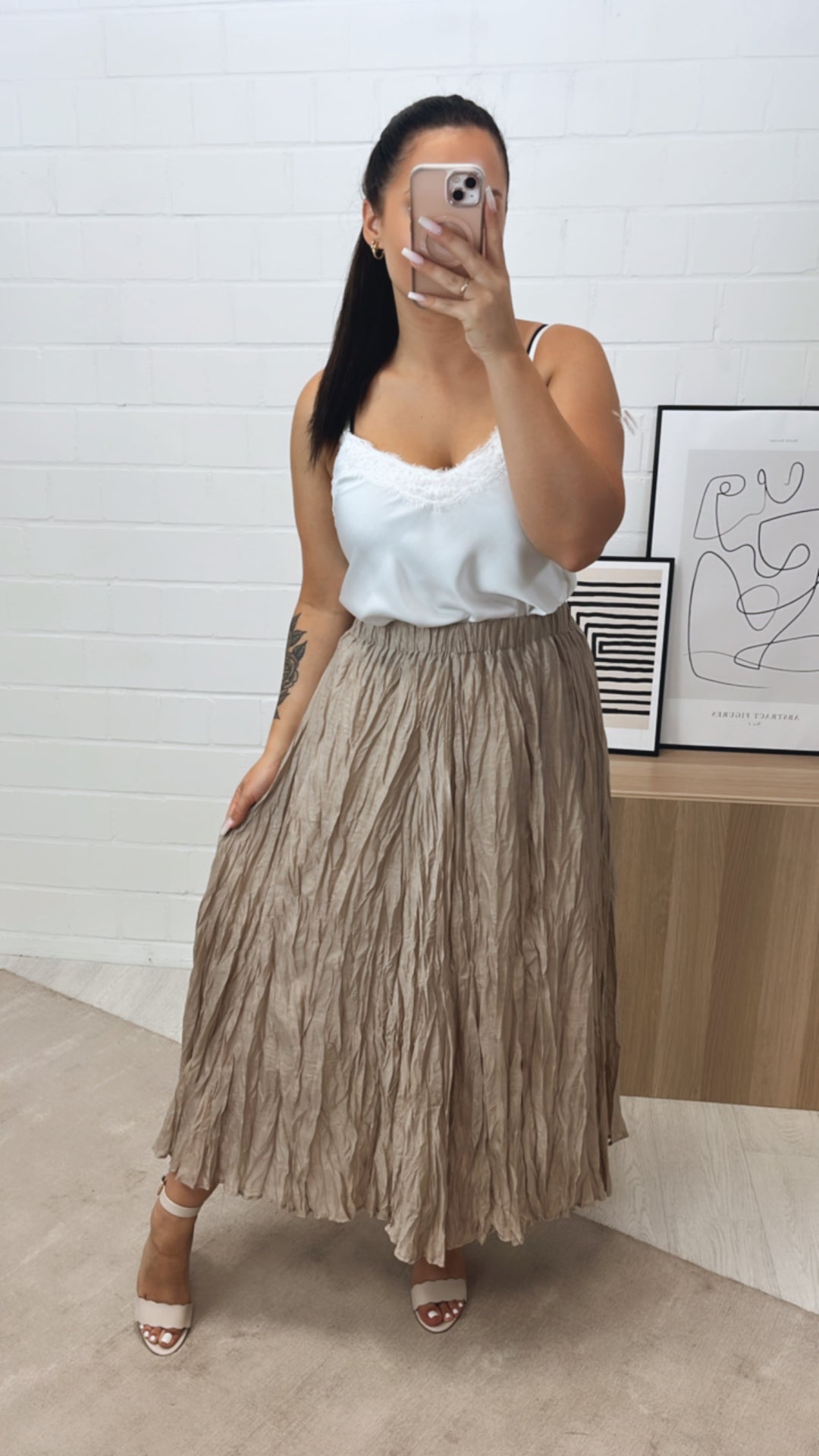 (Midi-) Rock in Knitter Optik / light taupe Art. 10805