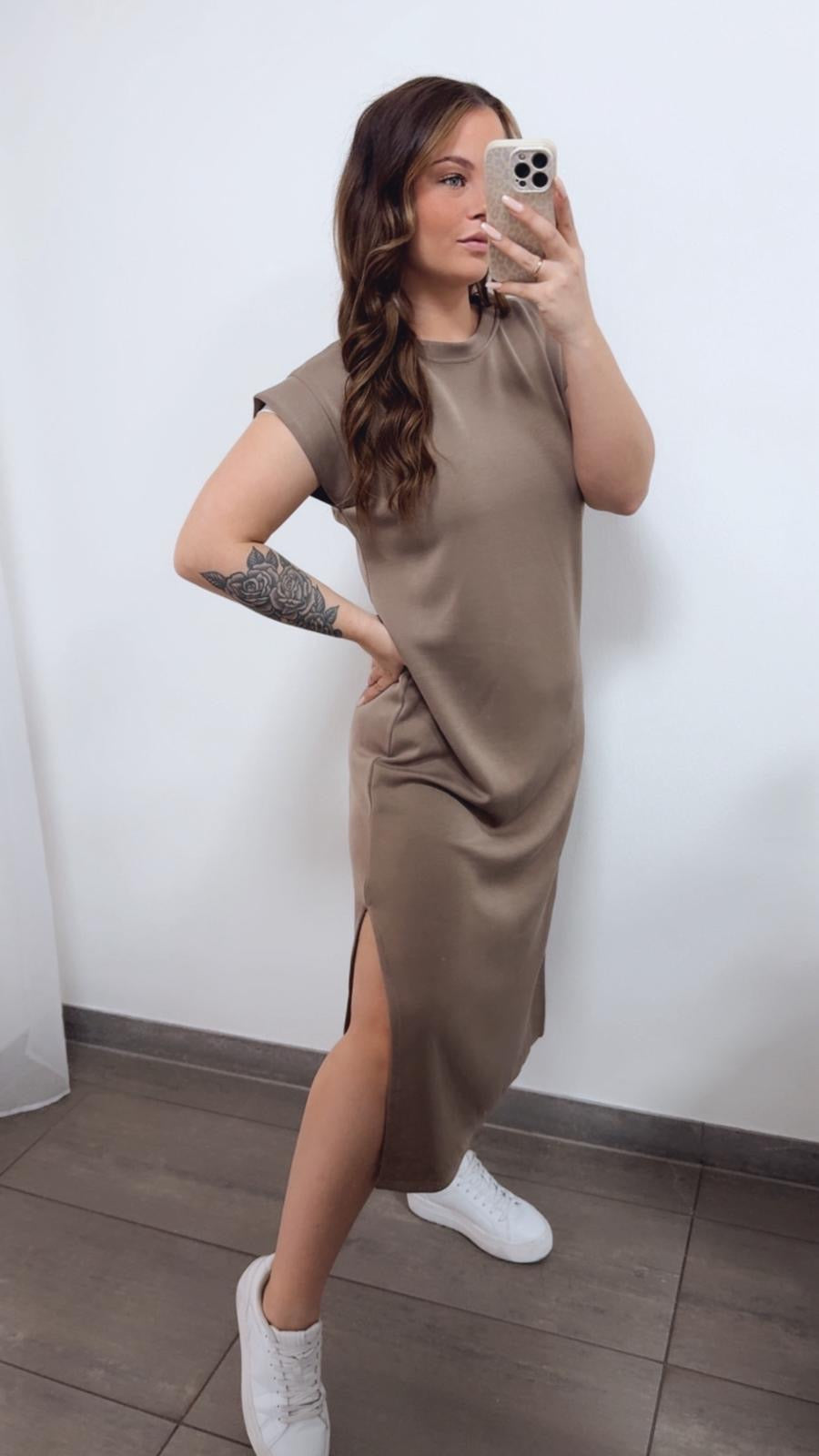 Butterstoff Shirt - Kleid/ Taupe / Art. 14809