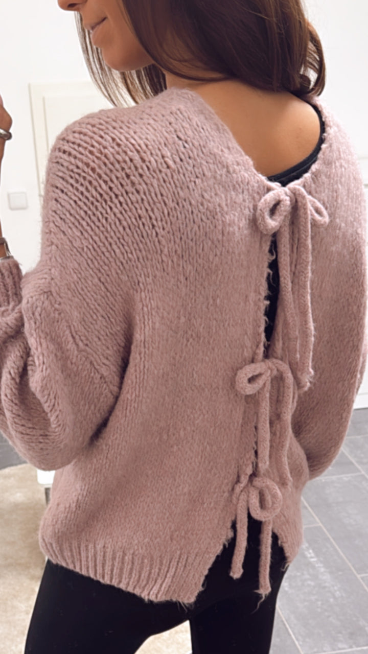 Wende Strick Cardigan zum schnüren / altrosa Art. 8233