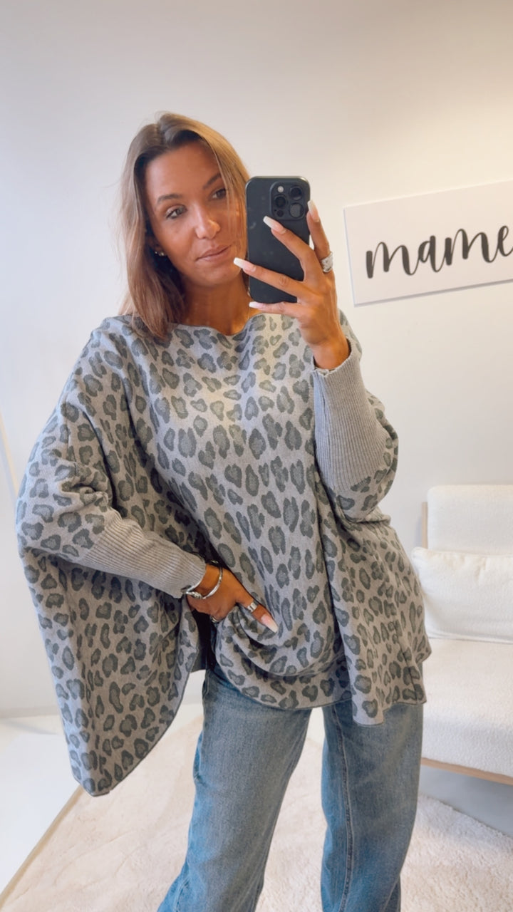 LEO ultra weicher Pullover mit Fledermausärmeln / grau Töne Art. 12576
