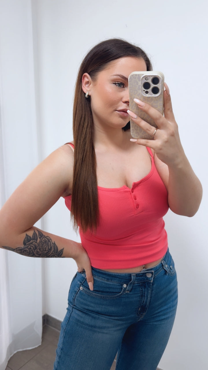 Ripp-Top mit Knopfleiste / pink Art.14519
