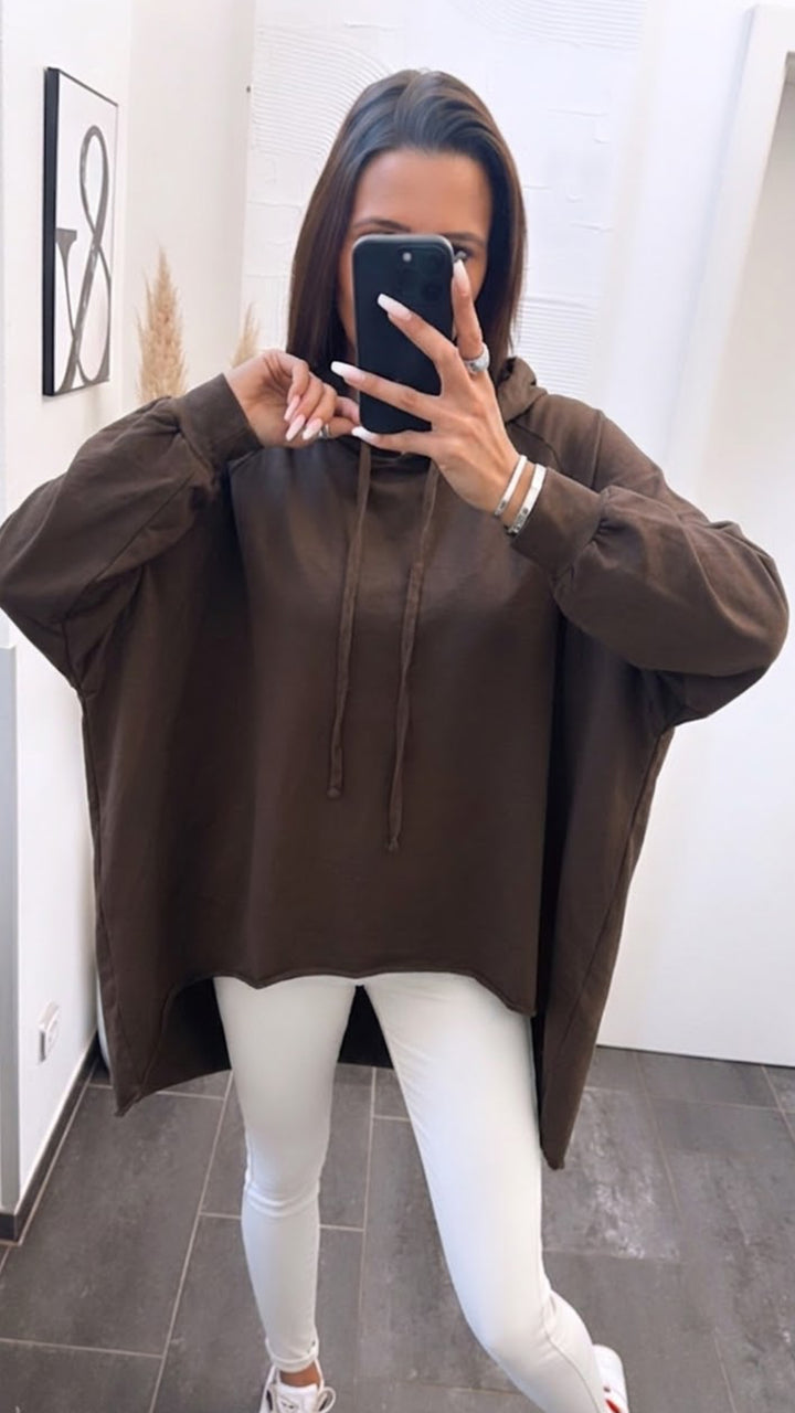 Vokuhila Hoodie / braun Art. 16109