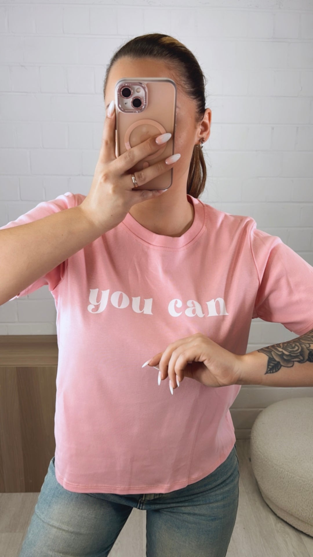 T-shirt " You Can " / soft pink Art. 9893