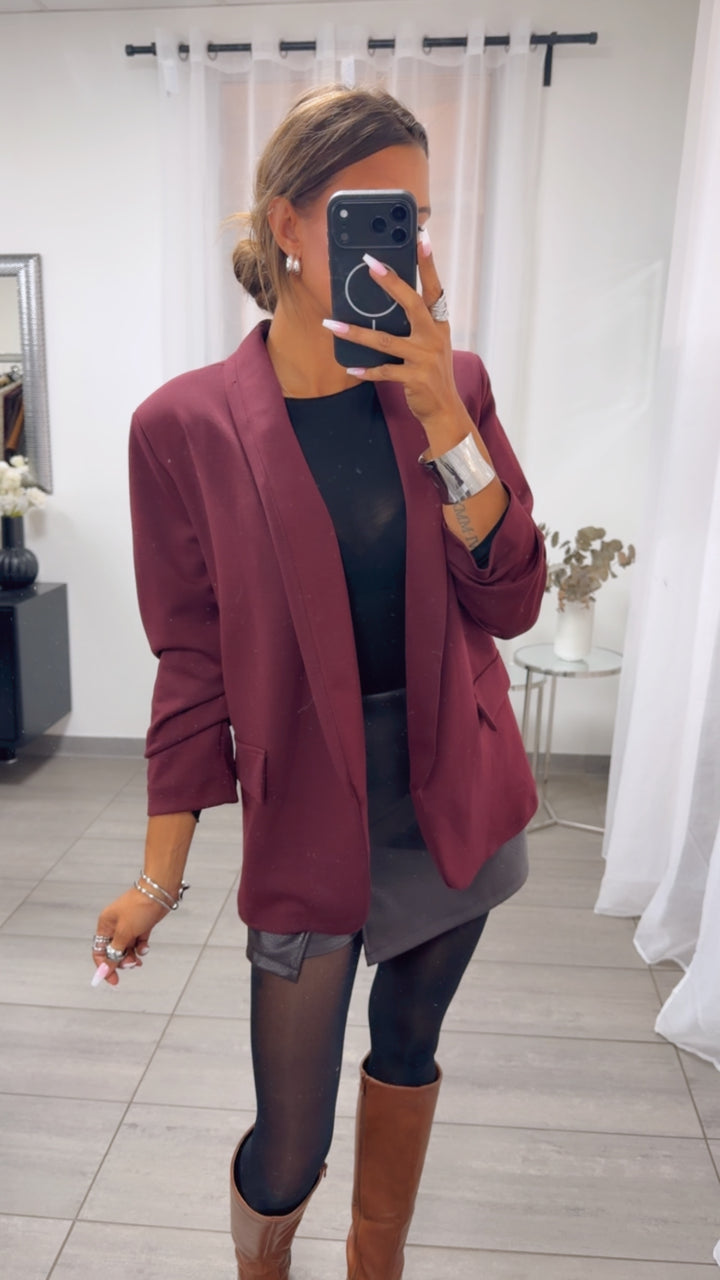 GERAFFTE ÄRMEL Blazer / bordeaux rot Art. 16195