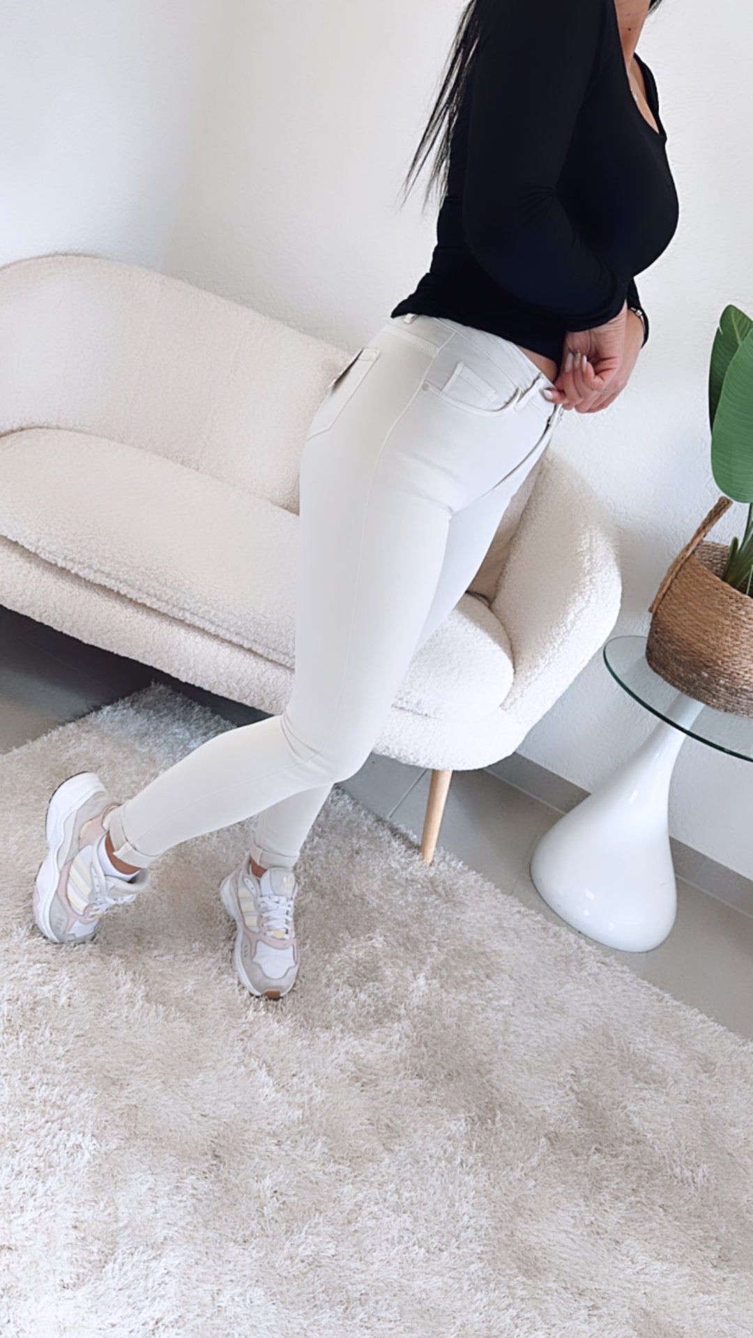 mid waist Jeans Modell „H625-3“ / beige Art. 5869