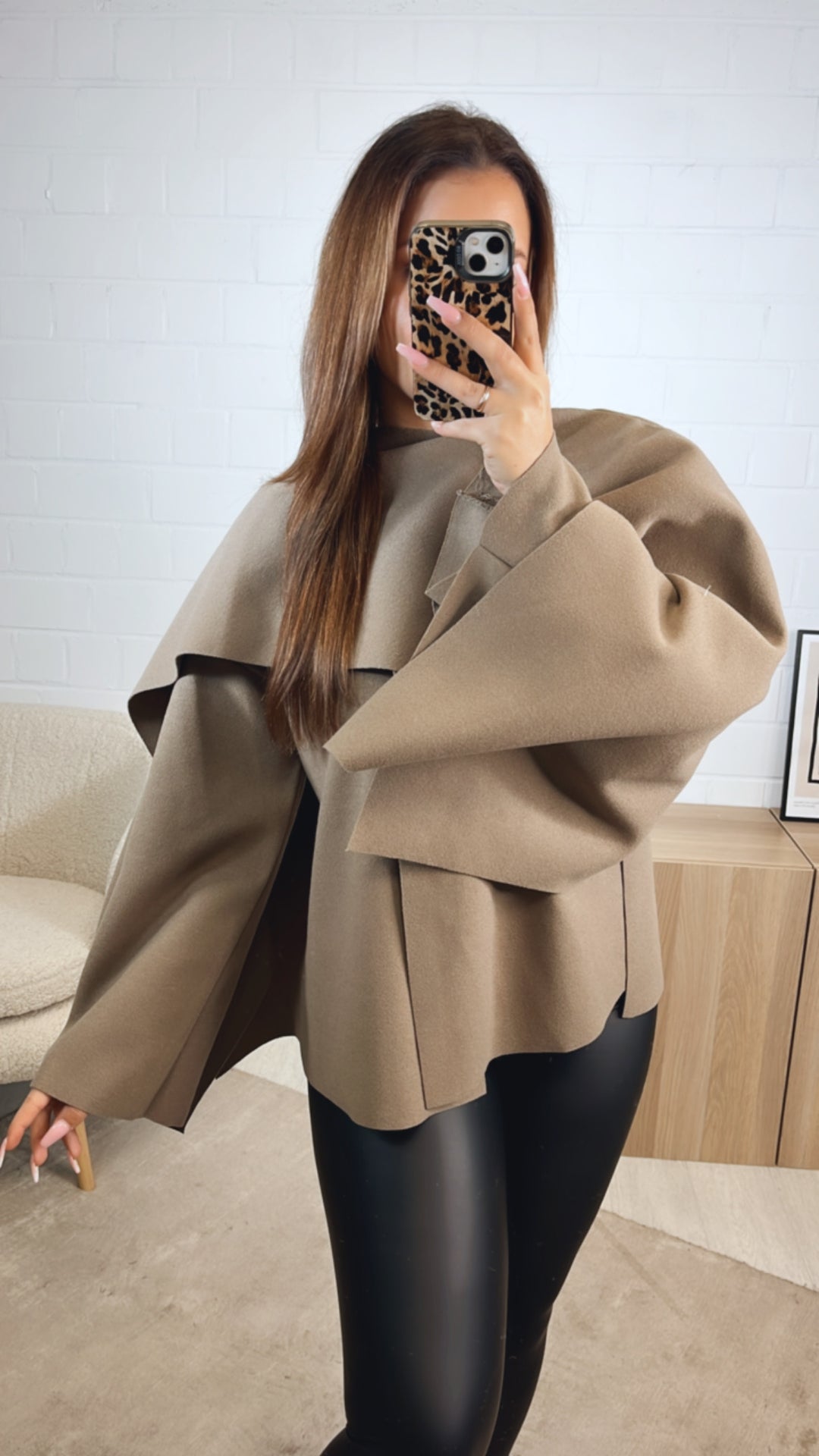 ausgefallene, stylische Übergangs Jacke / taupe Art. 12748