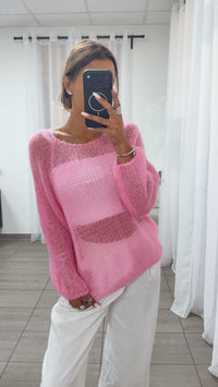 ultra leichter und locker gestrickter Pullover / pink Art. 15650