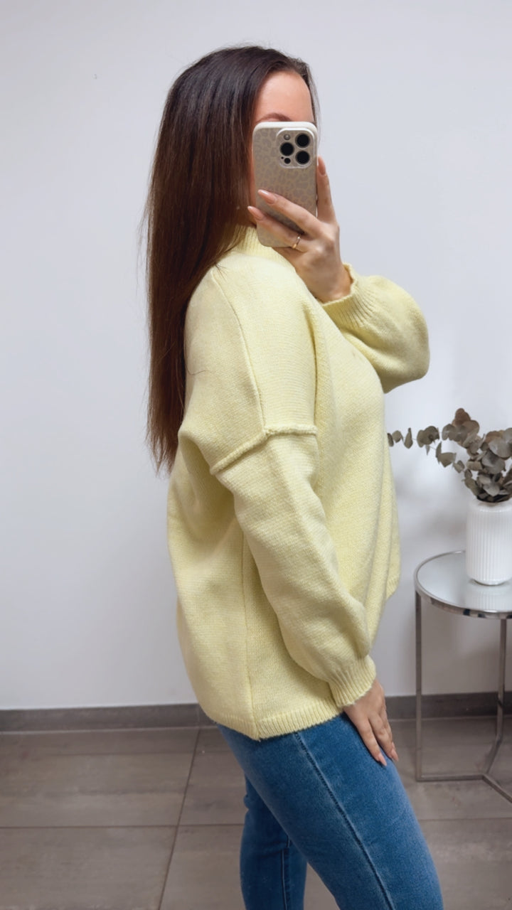 wollfreier Oversize Pullover / soft gelb Art. 13769