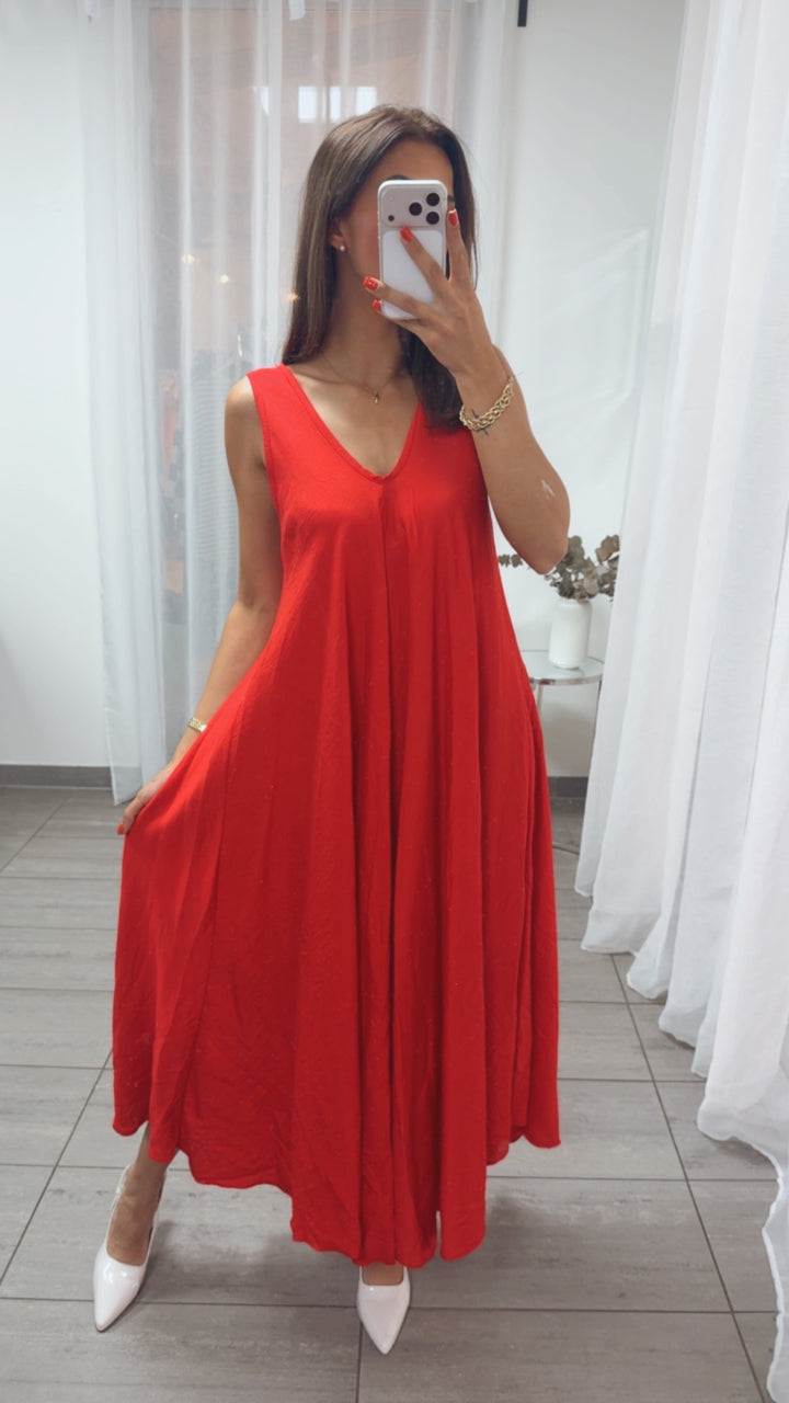 ultra weites Maxi Kleid in A-Linie / rot Art. 15971
