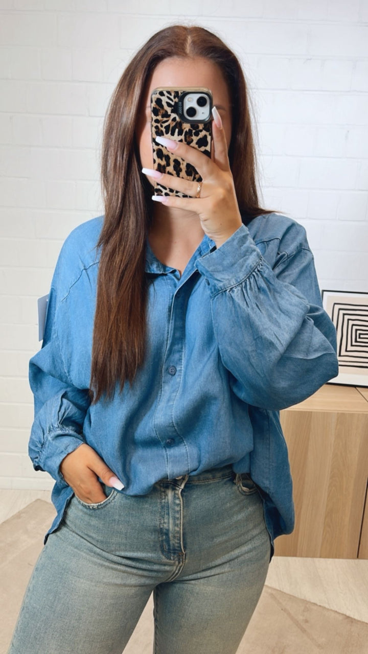 Oversize Bluse in Denim Optik DUNKEL Art.12297